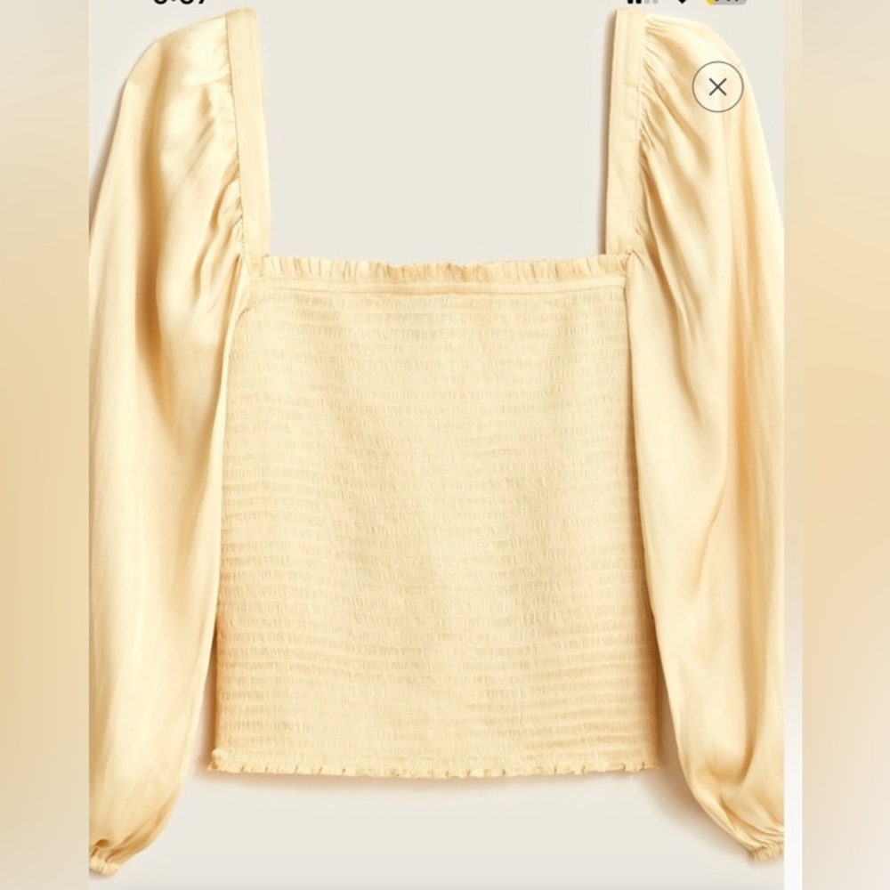 Jcrew smocked satin sleeve crop top. New without tags.